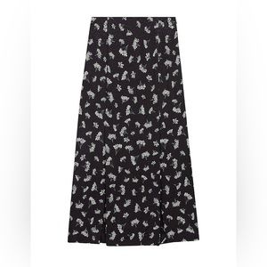 Maje Size 38 Jiseille Printed Midi Slit Skirt